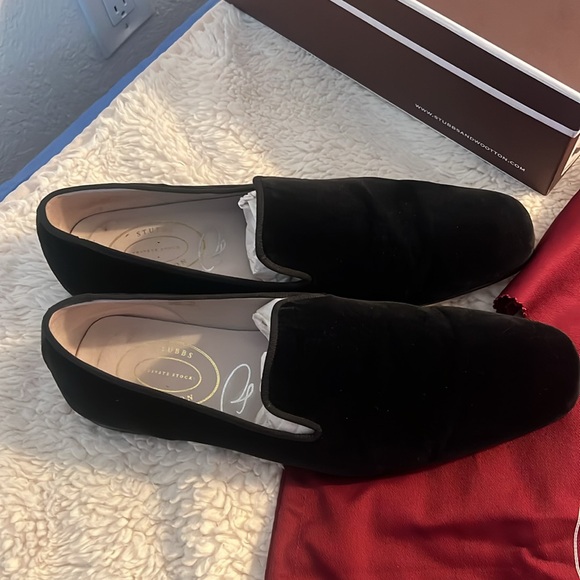 Men's Stubbs and Wooten black velvet loafers - Picture 2 of 9